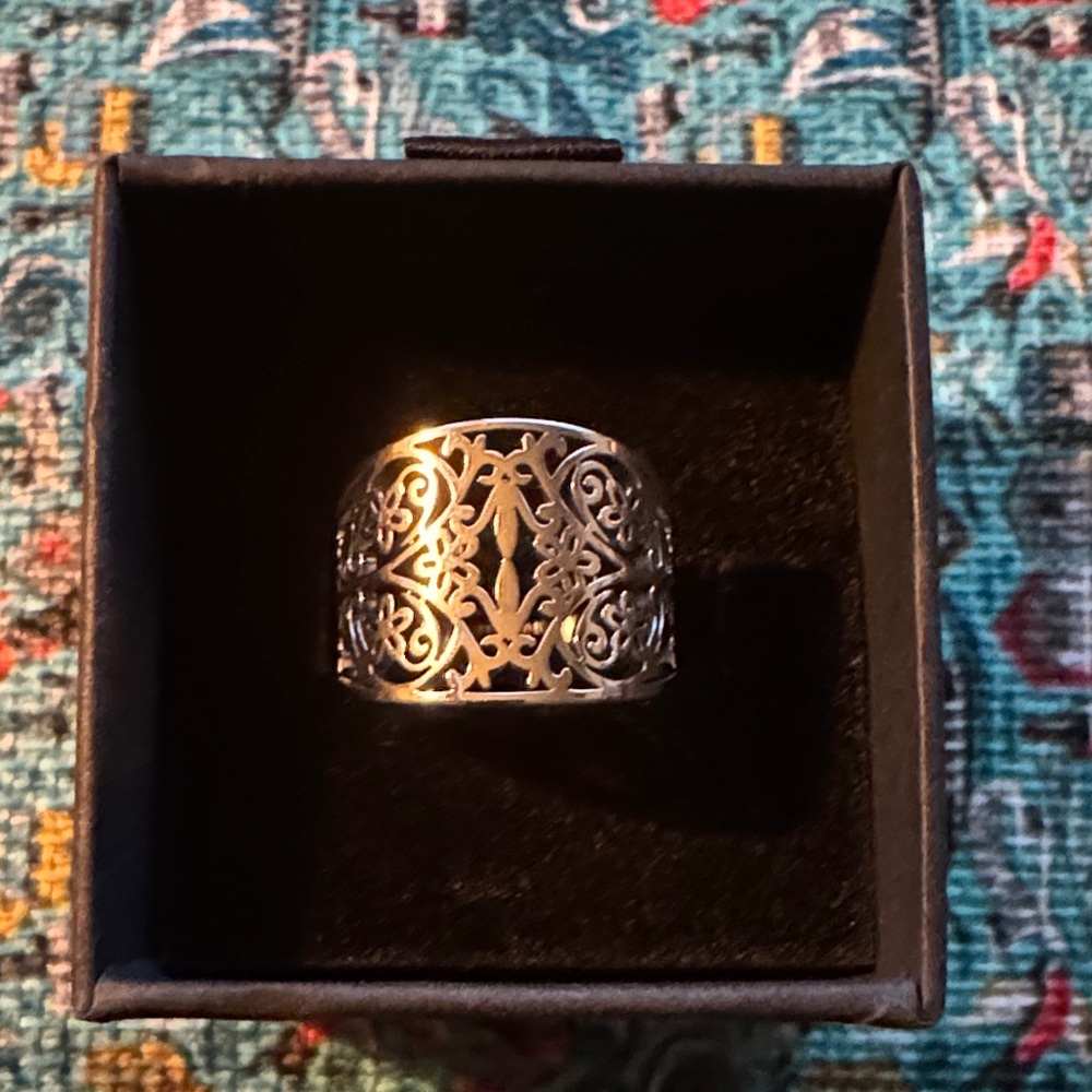 Filigree Dome Silver-Tone Statement Ring